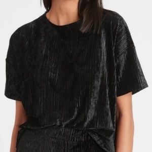 NWT Banana Republic Black or White Crinkle Velvet Tee Boxy Blouse Size S